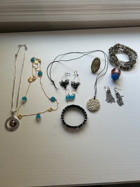 Assorted Women's Jewelry Set - Turquoise, Black, Silver Accents